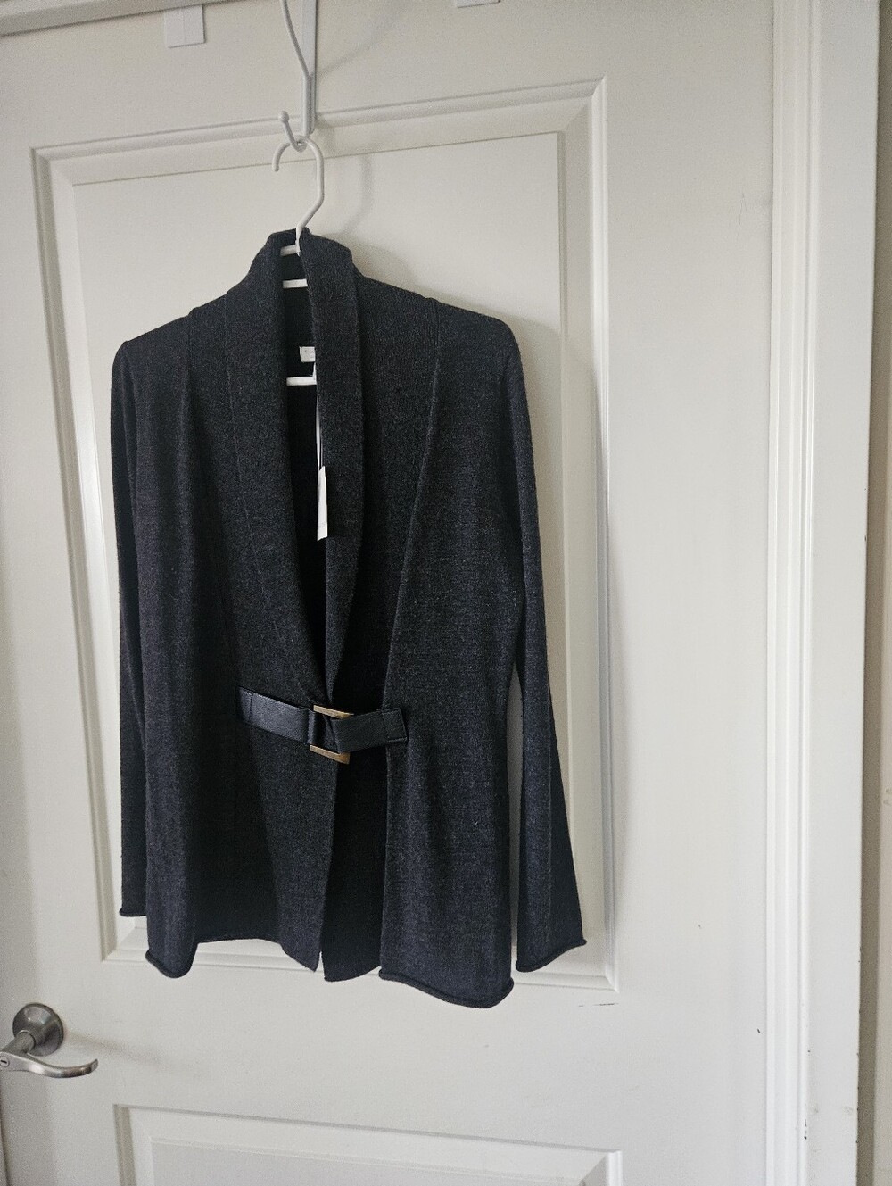 Belted Black Open-Front Women's Jacket